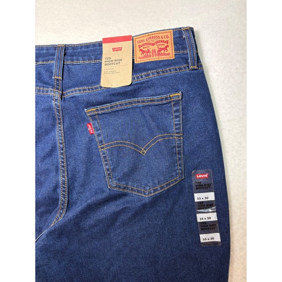 Levis 725 High Rise Bootcut Jeans Dark Wash Blue Denim 33x30 NWT 18759-2860 - Picture 6 of 11